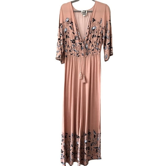 JAASE Pink Blue White Floral Print Boho Jumpsuit - Picture 1 of 10